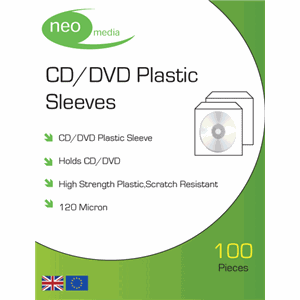 Neo 120 Micron CD/DVD Plastic Wallet (100 Pack)