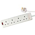 3000rpm 4 Gang Surge Protected Extension Lead White 2 Metre (132)