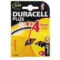 Duracell Plus Batteries Size AAA MN2400 LR03 Pack of 4+4 Free