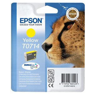 Epson T0714 / C13T07144010 Yellow Genuine Ink Cartridge - Cheetah / Monkey / Rhinoceros