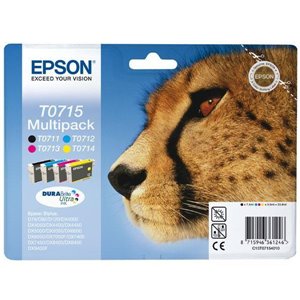 Epson T0715 / C13T07154010 Genuine 4 Ink Cartridge Set - Cheetah / Monkey / Rhinoceros