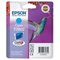 Epson T0802 / C13T08024010 Cyan Original Genuine Ink Cartridge - Hummingbird