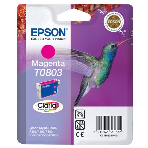 Epson T0803 / C13T08034010 Magenta Original Genuine Ink Cartridge - Hummingbird