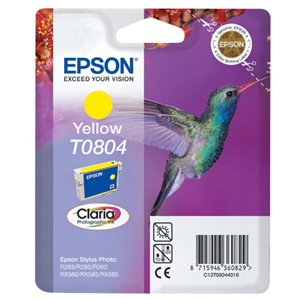 Epson T0804 / C13T08044010 Yellow Original Genuine Ink Cartridge - Hummingbird / Humming Bird