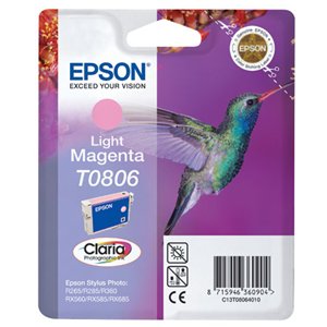 Epson T0806 / C13T08064010 Light Magenta Original Genuine Ink Cartridge - Hummingbird / Humming Bird