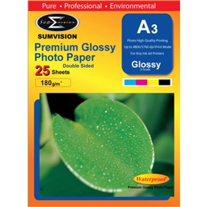 Double Sided Premium Glossy 180gm A3 Photo Paper 20 Pack