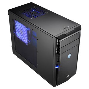 Aerocool QS-202 Compact Mini Tower Black Case Blue Fans (No PSU) (801)