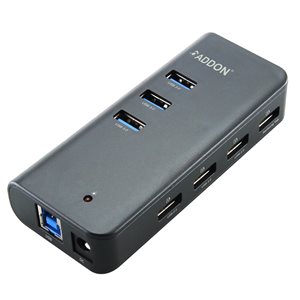 Addon ADDUHC700 7 Port - USB 3.0 Hub and Universal Fast Charger with UK Power Adapter