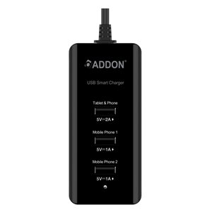Addon Technology ADDSC300 3 Port USB Smart Charger with UK Power Adapter