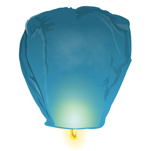 Blue Chinese Wishing Flying Sky Lanterns (5 Pack)