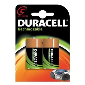 Duracell Rechargeable C Batteries NiMH 2200mAh HR14 2 Pack