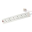 3000rpm 6 Gang Surge Protected Extension Lead White 2 Metre (023)