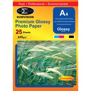 Sumvision Premium Glossy 200gm A4 Photo Paper 25 Pack