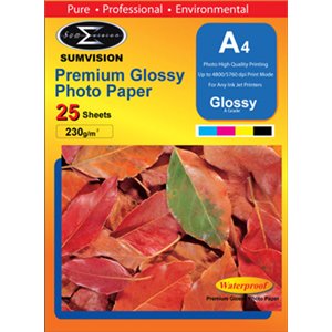 Sumvision Premium Glossy 230gm A4 Photo Paper 25 Pack
