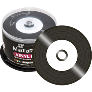 Media Vinyl Style White Printable CDR 52x 50 Pack Blank Discs 80 Minute / 700MB