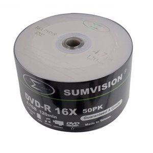 Sumvision Branded DVD-R 16x 4.7GB / 120 Minutes Blank Discs 50 Pack