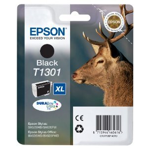 Epson T1301 / C13T13014010 Black Original Genuine Ink Cart Cartridge - Stag Deer