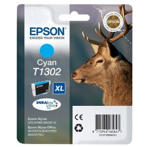 Epson T1302 / C13T13024010 Cyan Original Genuine Ink Cart Cartridge - Stag Deer