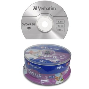 Verbatim Branded DVD+R 16x 4.7GB / 120 Minutes Blank Discs 25 Pack